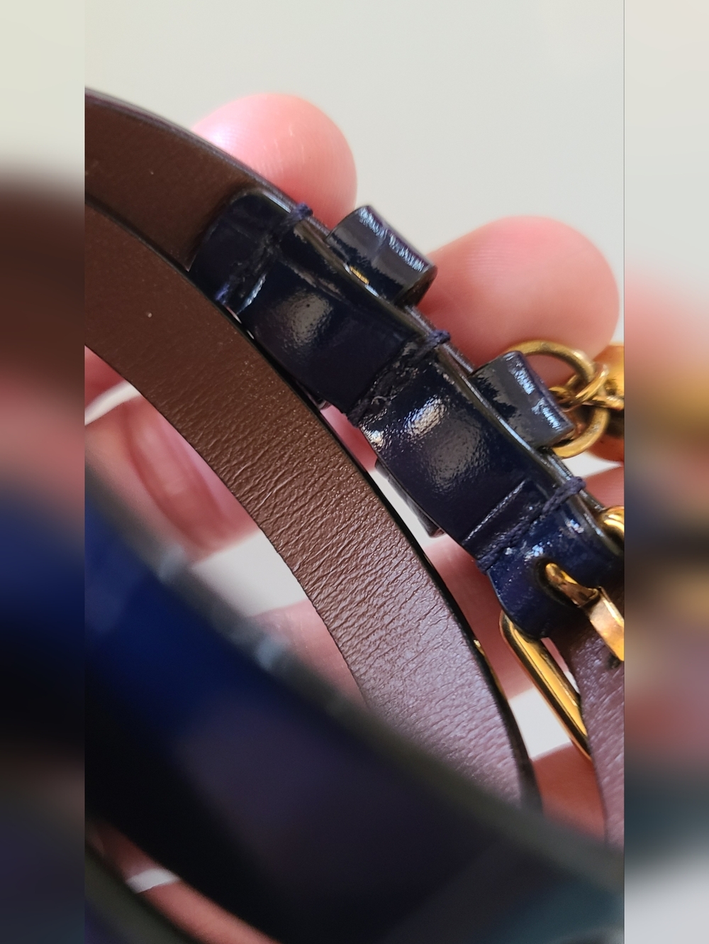 Alexander McQueen Navy Blue Skull Double Wrap Leather Croc Embossed Bracelet Euc - Picture 13 of 13